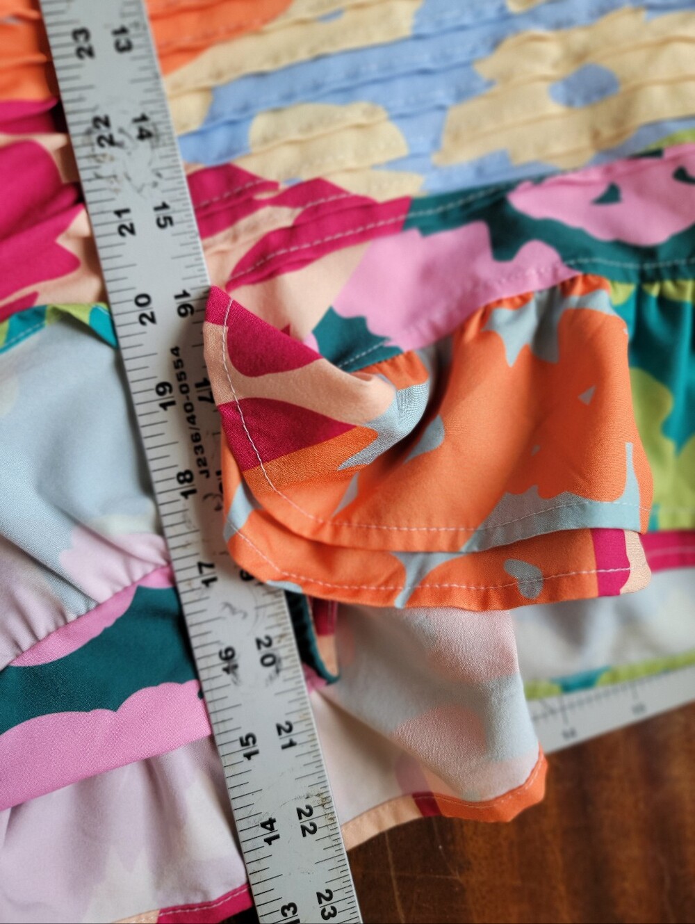 Floral Ruffle Sleeve Pintuck Highneck Dress Top - Multicolor - Picture 6 of 7